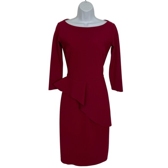 Chiara Boni La Petite Robe Peplum Dress 42 US 6 Red Short Hem Stretch Party - Picture 1 of 14